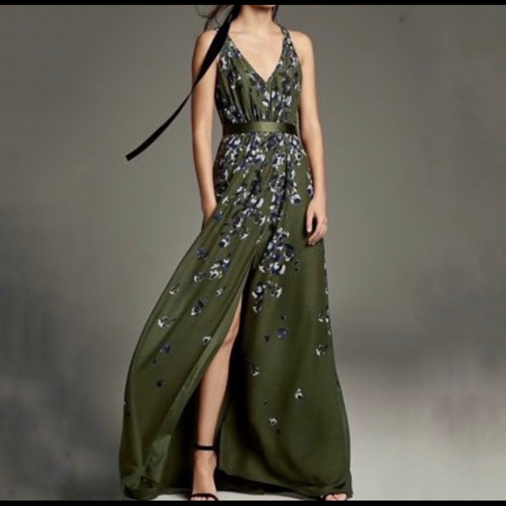 Vera Wang White Label Printed Chiffon Dress